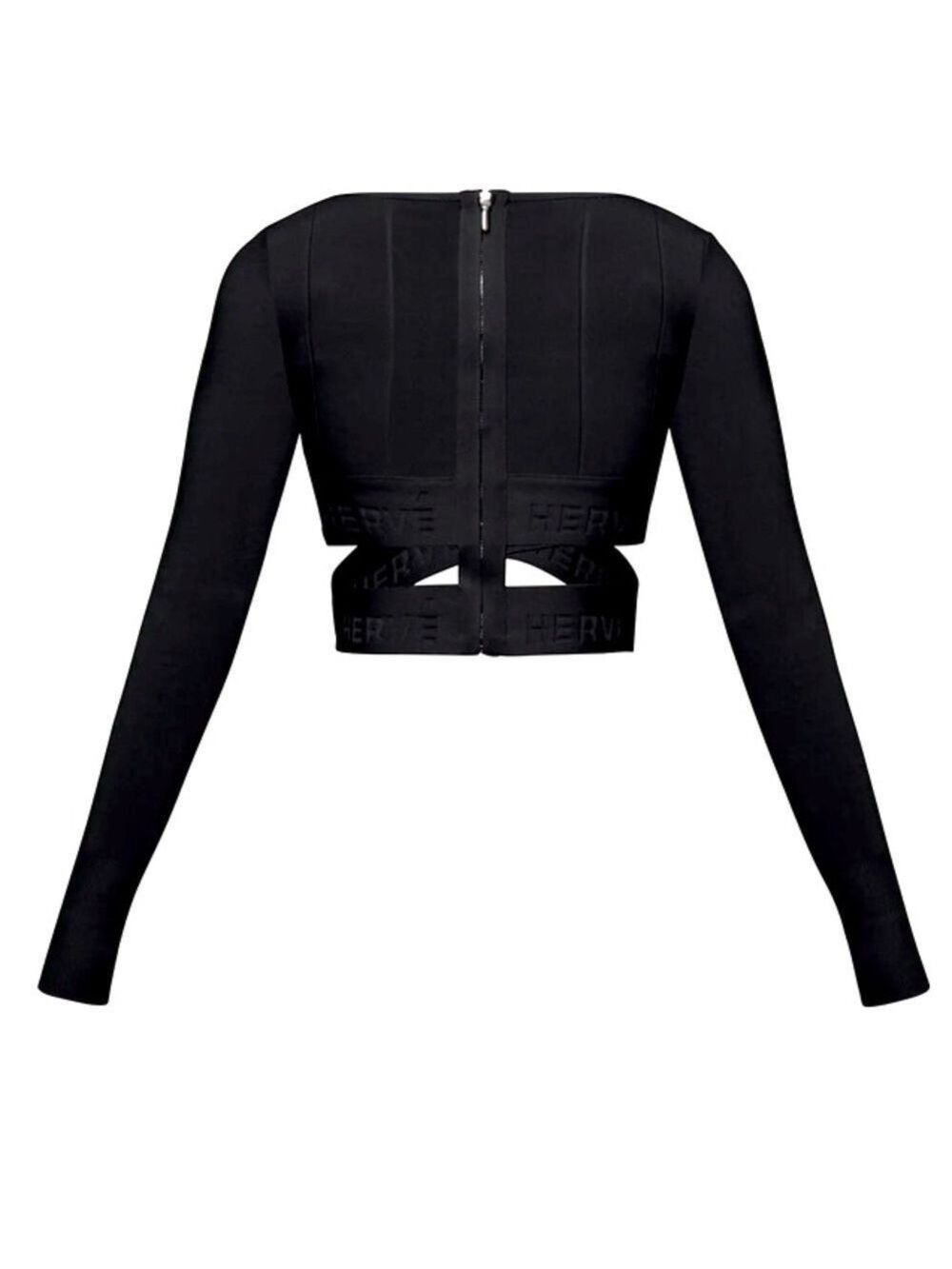 Herve Leger Black Bandage Bodycon Crop Top Size M - Picture 2 of 12